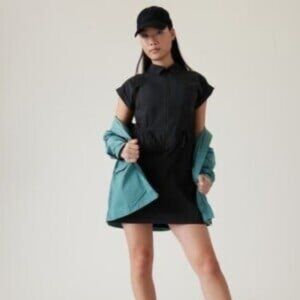 New ATHLETA Topspin Performance Mini Dress Black S